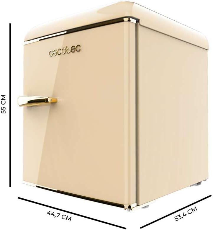 Cecotec - Mini Frigo Bolero CoolMarket TT - 55x44,7cm - Classe E, bac à glace, poignée chromée, beige