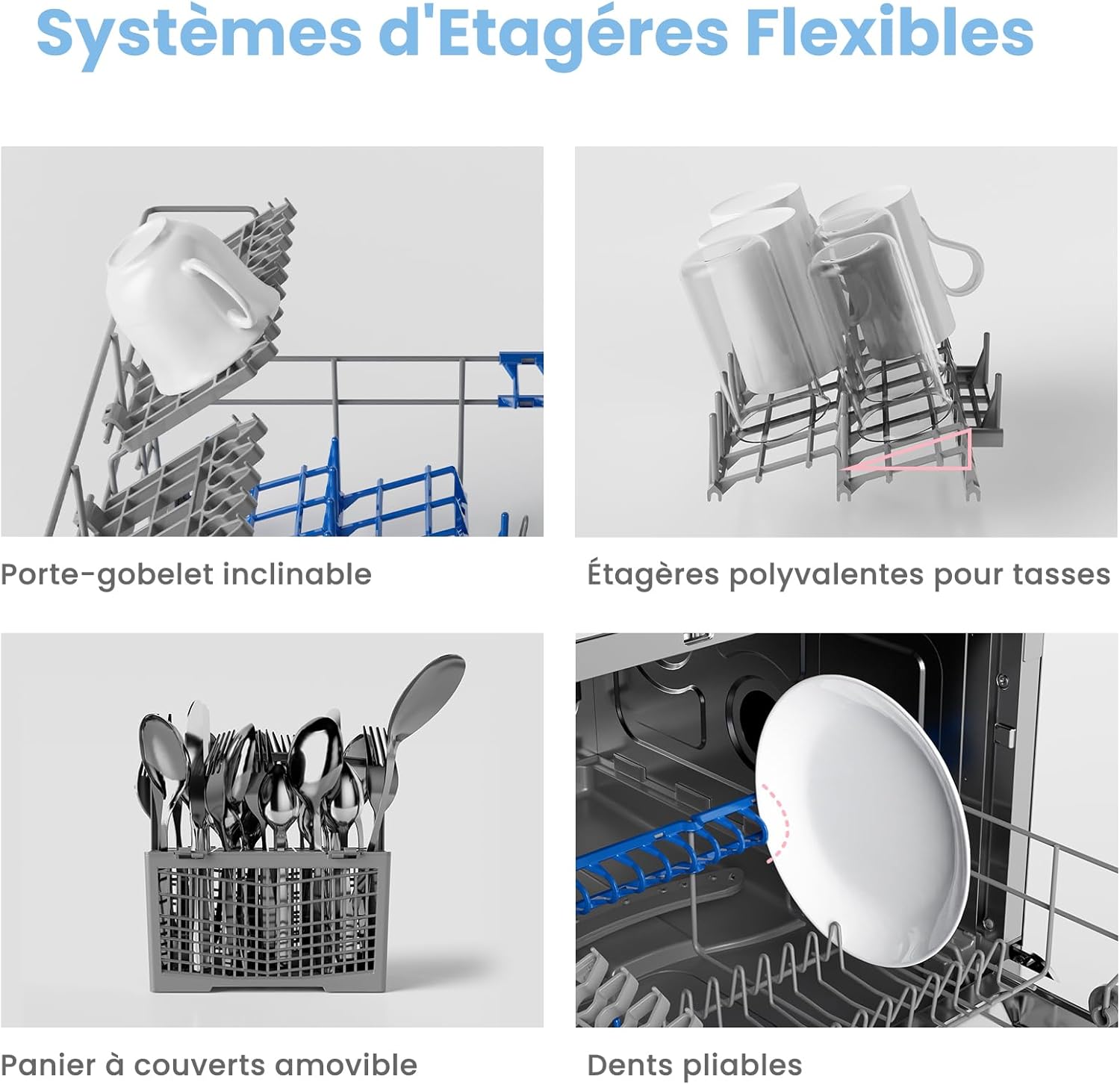 COMFEE' - lave-vaisselle compact TD602E-W, 6,5L, blanc, LED, 47 dB