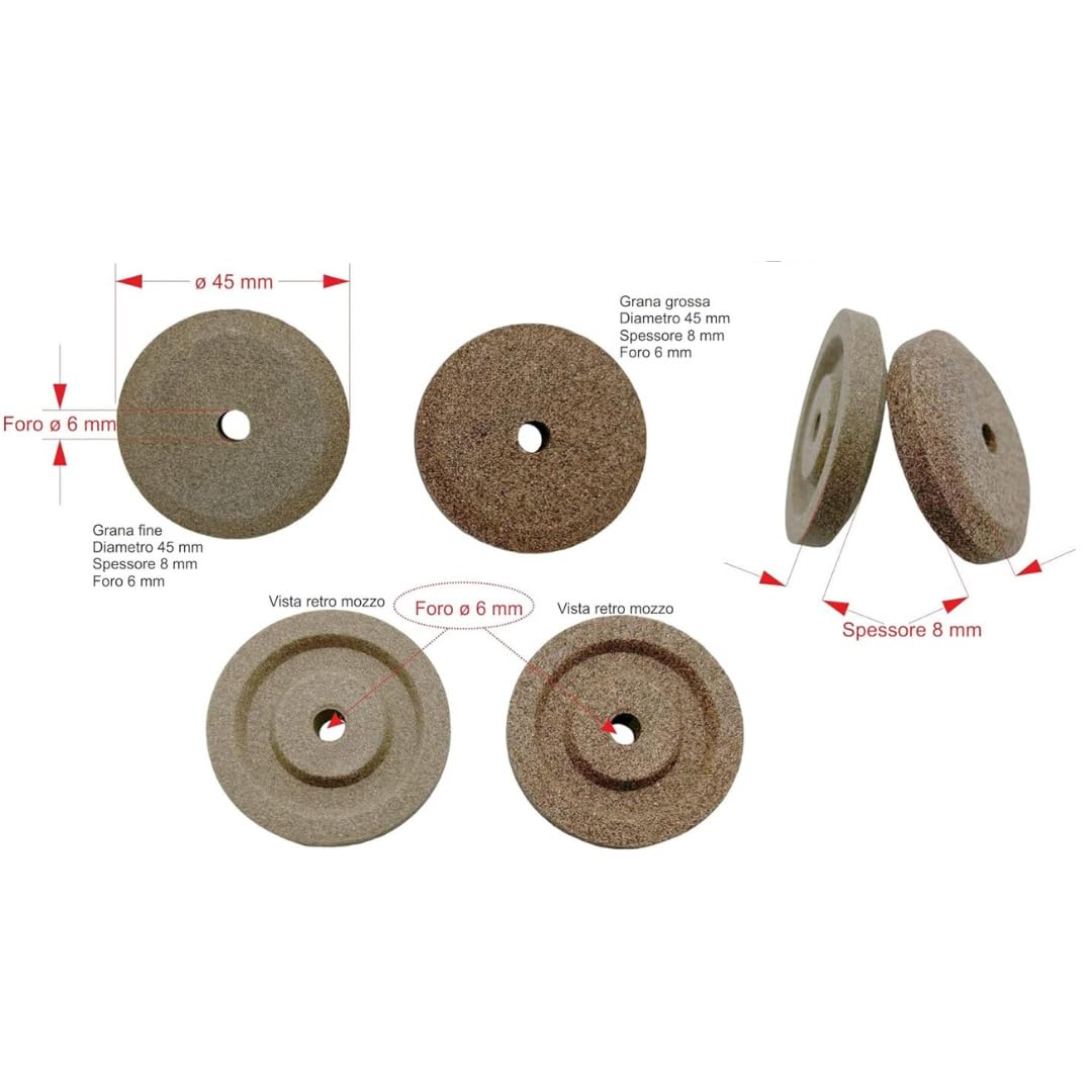 Aiguiseur lame trancheuse - grain fin et grossier - ø45x8mm - trou 6mm
