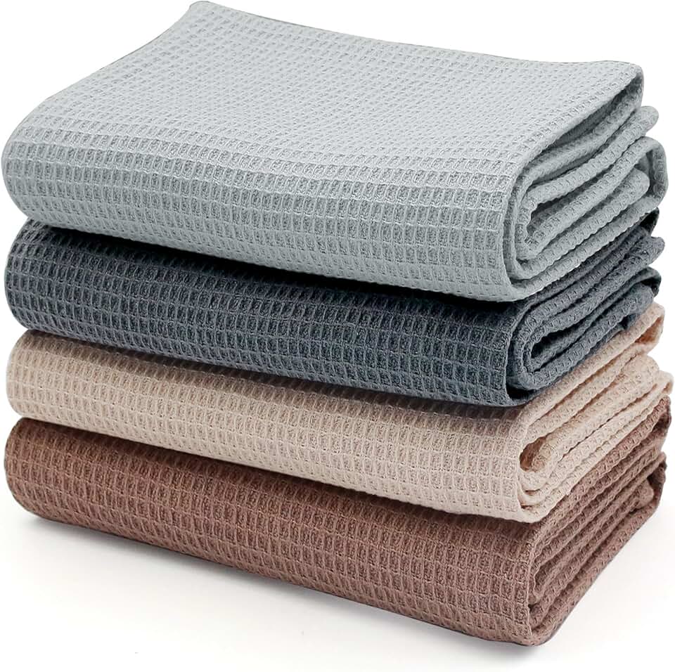 Torchons de cuisine – lot de 4 – 45x65cm – 100% coton, super absorbants