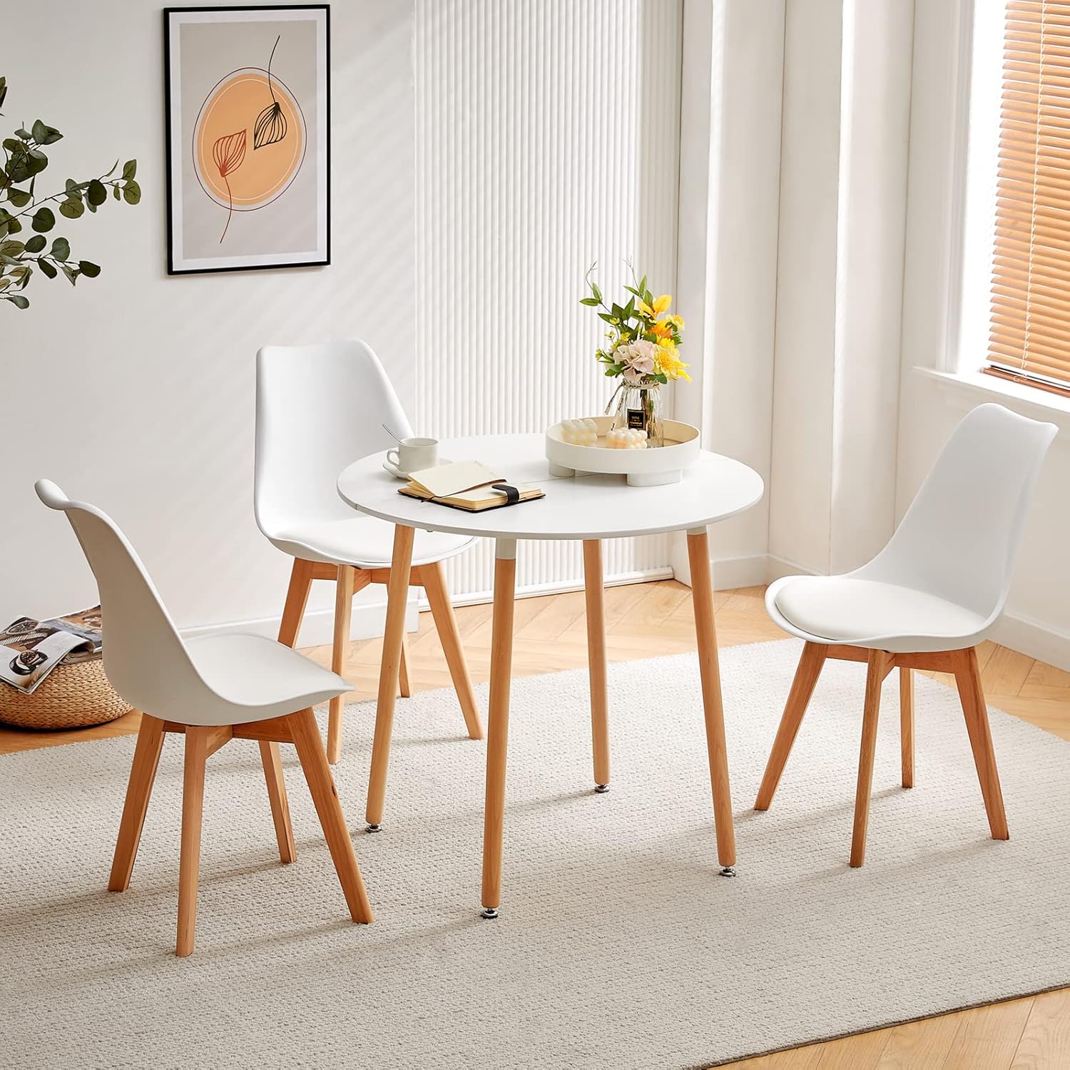 H.J WeDoo - table ronde scandinave - 80cm - bois blanc, style moderne
