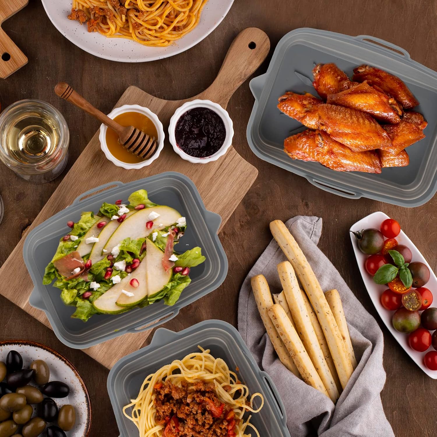 Paniers pliables air fryer - silicone - 4 moules muffins, tapis cuisson