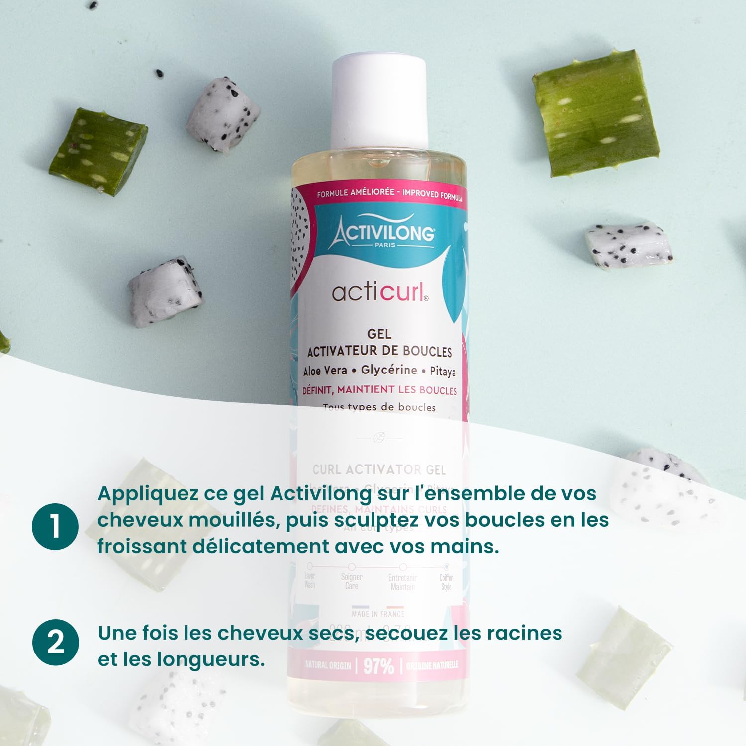 Activilong - Gel activateur Acticurl 260ml - boucles définies, 97% naturel