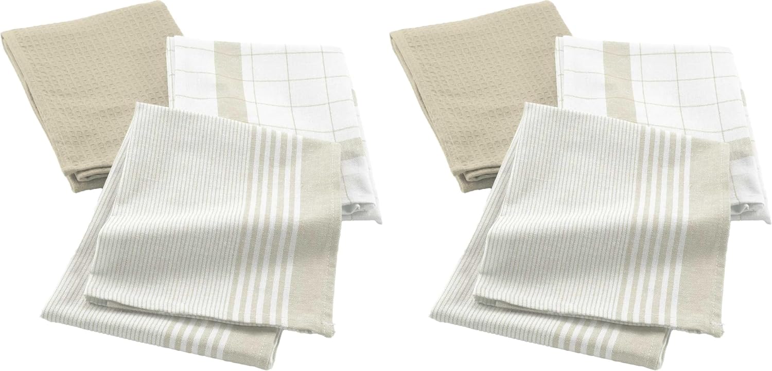 Douceur d'Intérieur - Vibrato Lin - 50x70 cm - lot de 3 torchons coton nid d'abeille