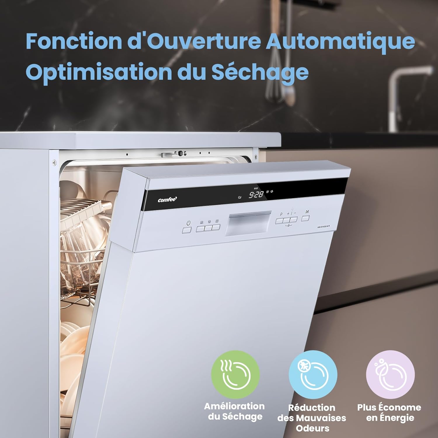COMFEE' - lave-vaisselle pose libre, 14 couverts, 44 dB, écran LED, FD1435E-X