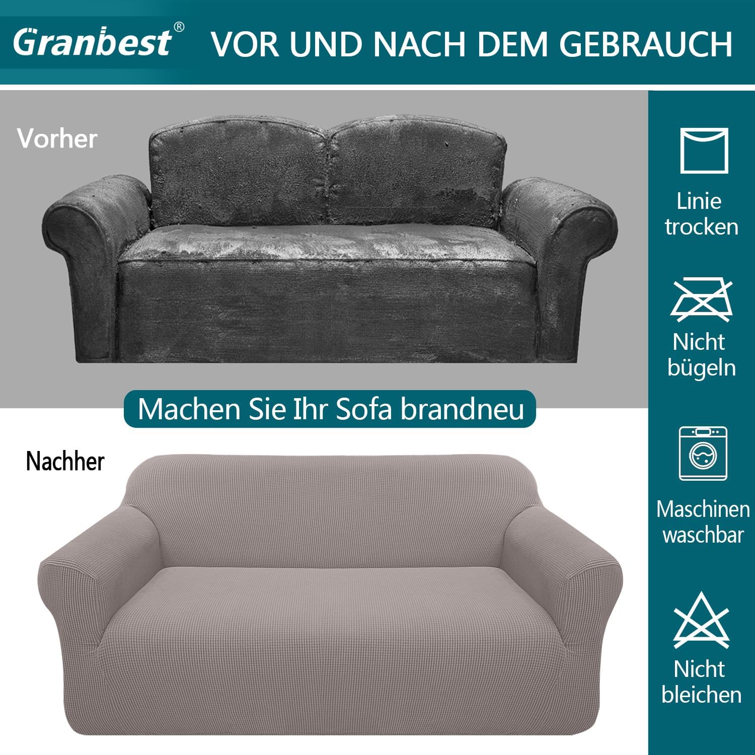 Granbest - housse canapé jacquard élastique 3 places - protection animaux