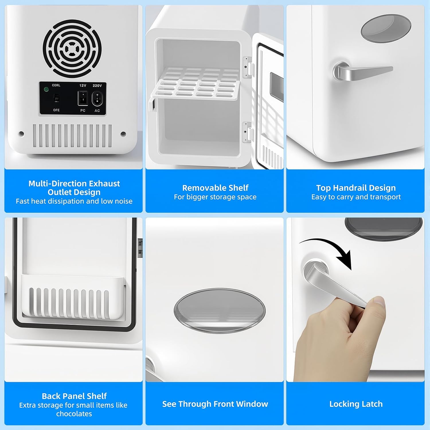 Mini frigo - 4L/6 canettes - compact, portable, bureau, voiture - CGA1