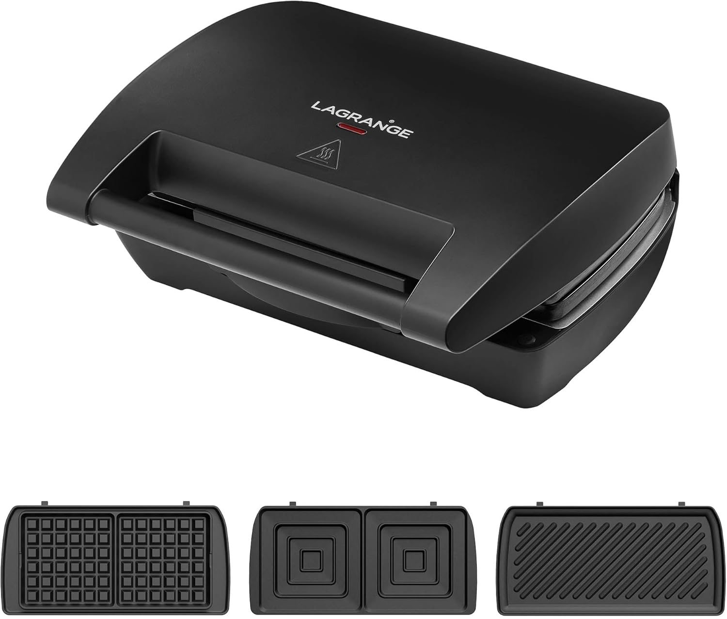 LAGRANGE - Gaufrier Mini Maxi - 120x120mm - 900W, multifonction, plaques faciles à nettoyer, 028662