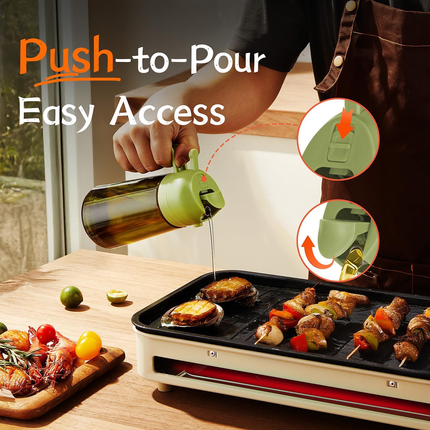 TrendPlain - Spray Huile Cuisine 470ml - 2-en-1, Stickers, Protection Lumière