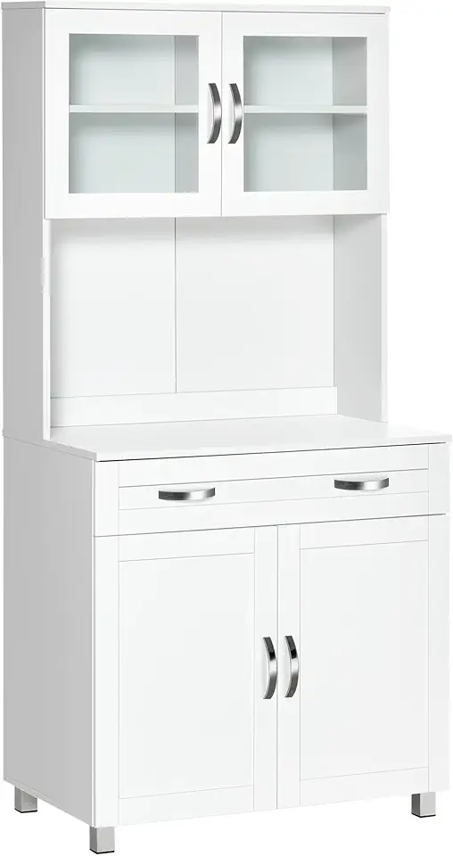 HOMCOM - buffet contemporain - rangements, tiroir, MDF blanc