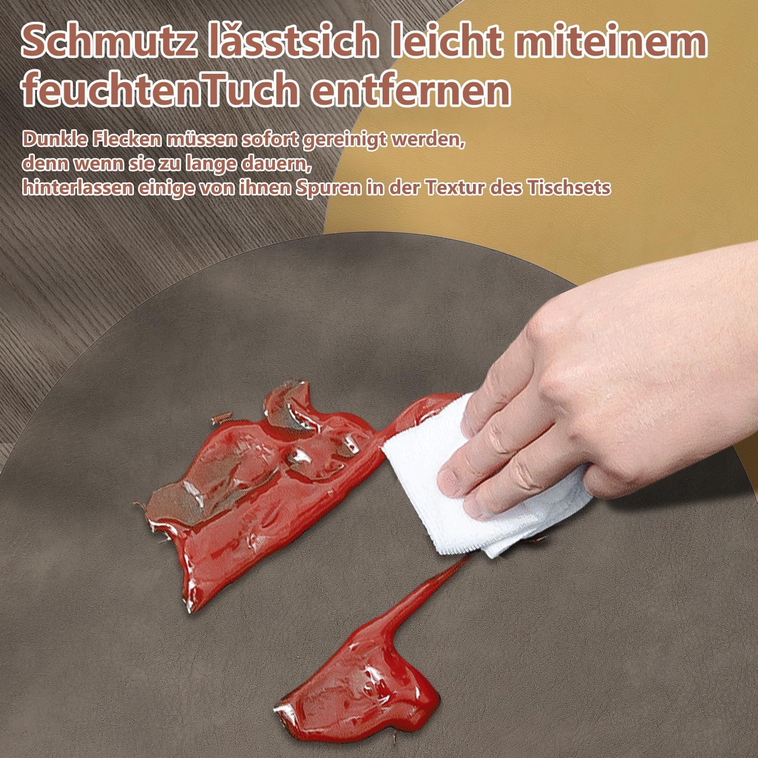 Set de table - lot de 4, cuir PU, 36x36cm, lavable, antidérapant