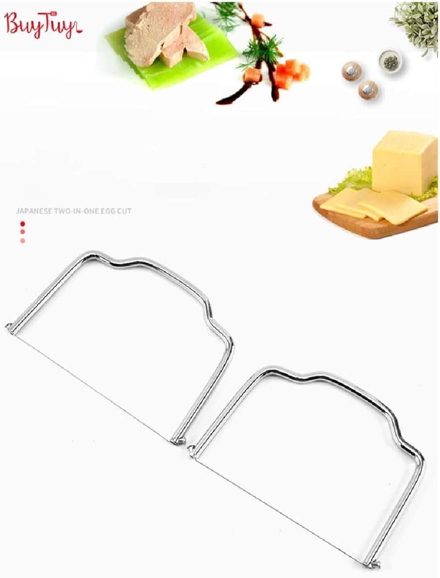 Trancheuse à fil - coupe-fromage, beurre, foie gras - inox - 2 pièces