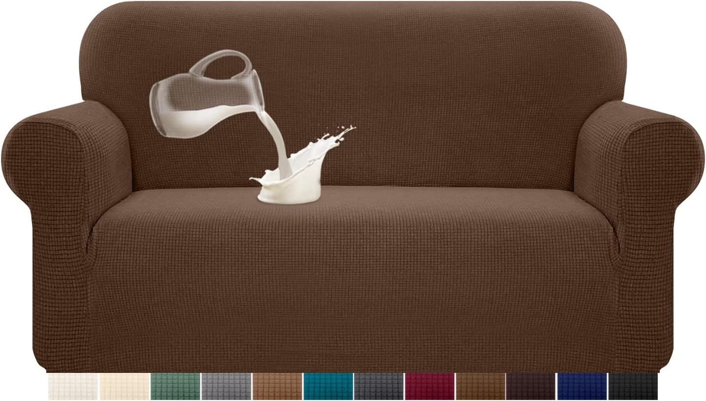 Granbest - housse canapé stretch imperméable 2 places - spandex, mousse antidérapante, coloris café