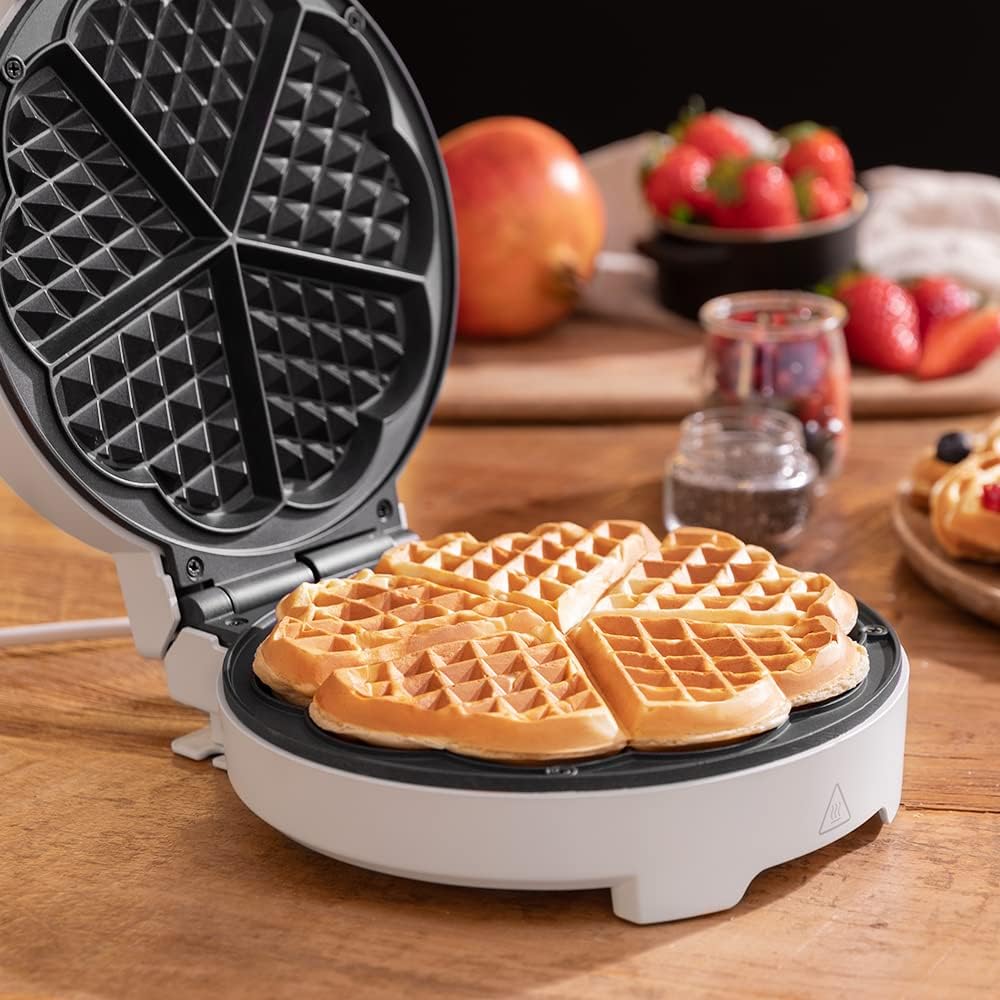 Cecotec - Fun Gofrestone Sweetie - 1000W - inox, grande gaufre, 5 cœurs
