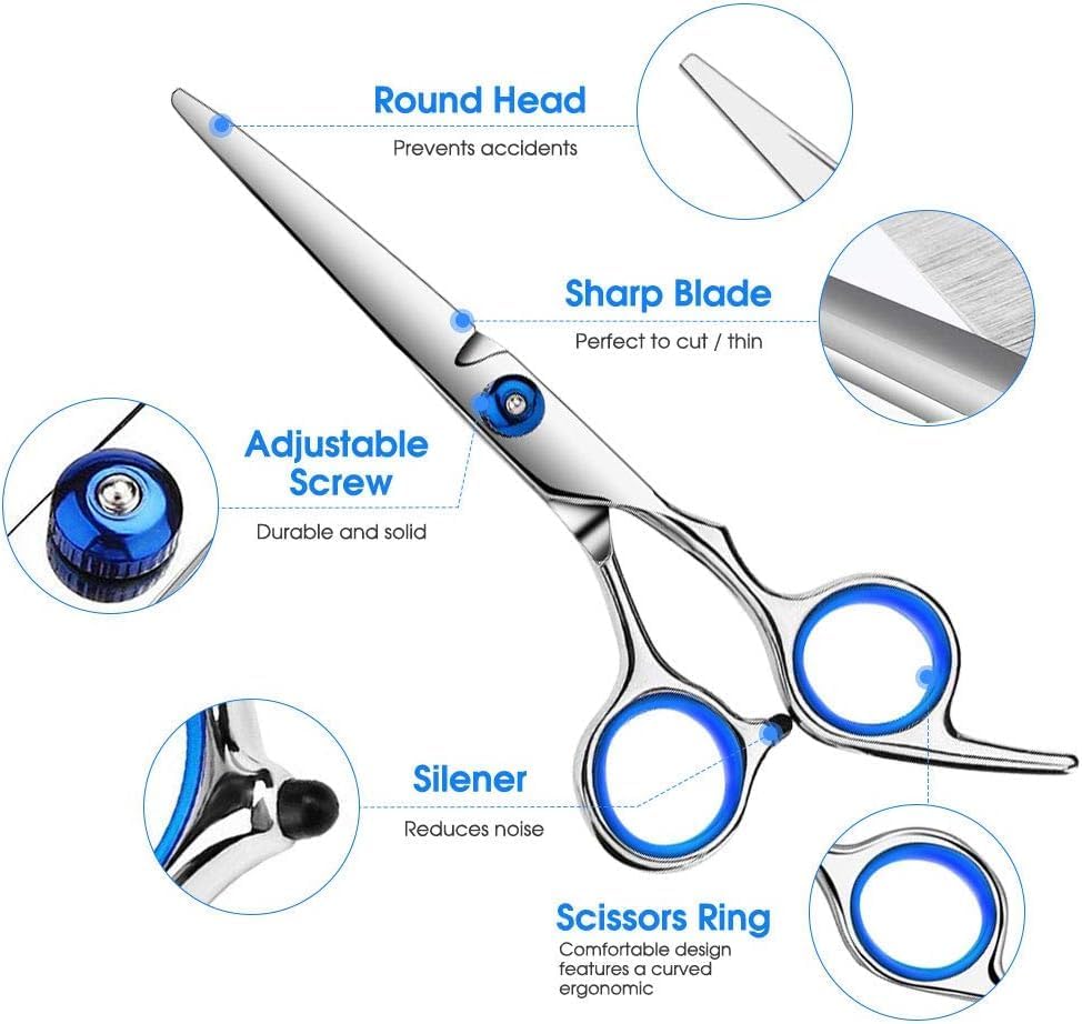 Kit Ciseaux de Coiffure - inox 10 pcs - pro salon maison - JDF10P