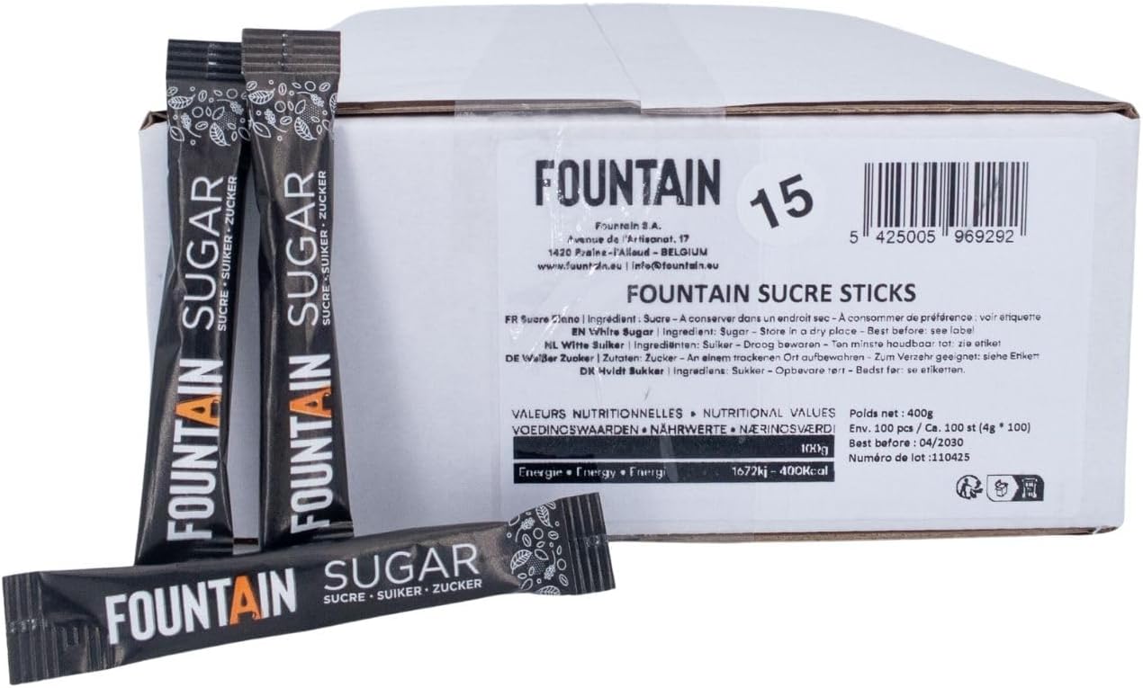 Fountain - sucre en dosettes individuelles - 4g x 100 - boîte distributrice
