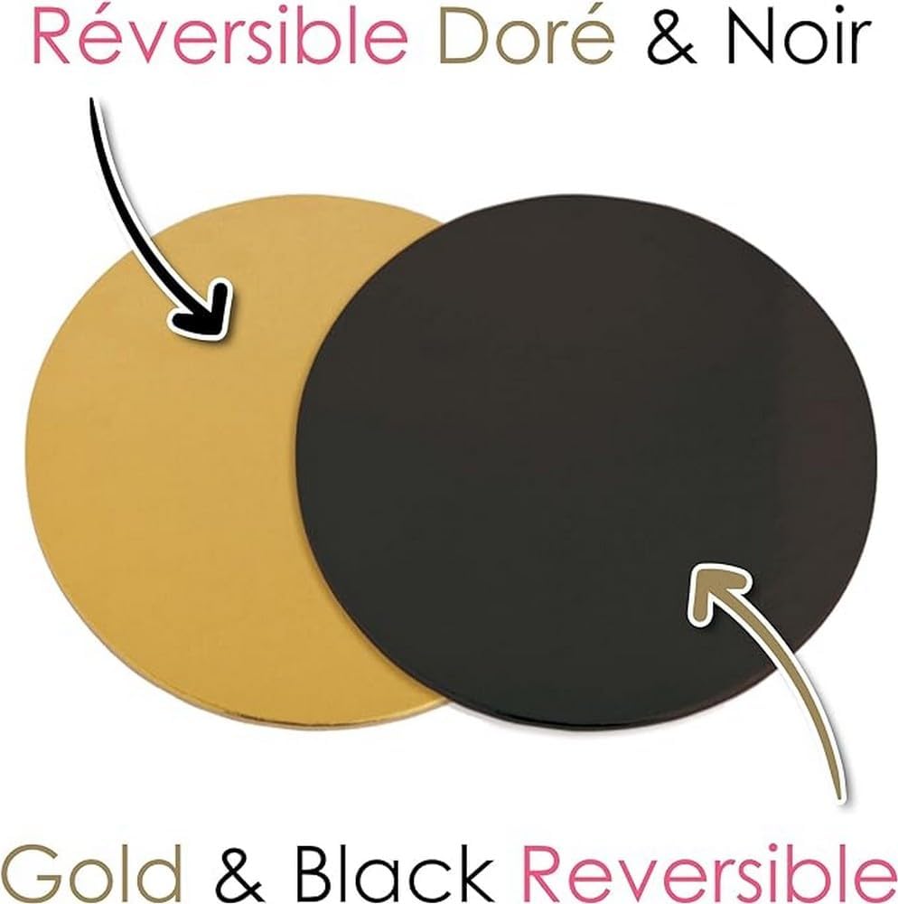 ScrapCooking - kit supports gâteaux ronds 24cm carton doré/noir - 5201