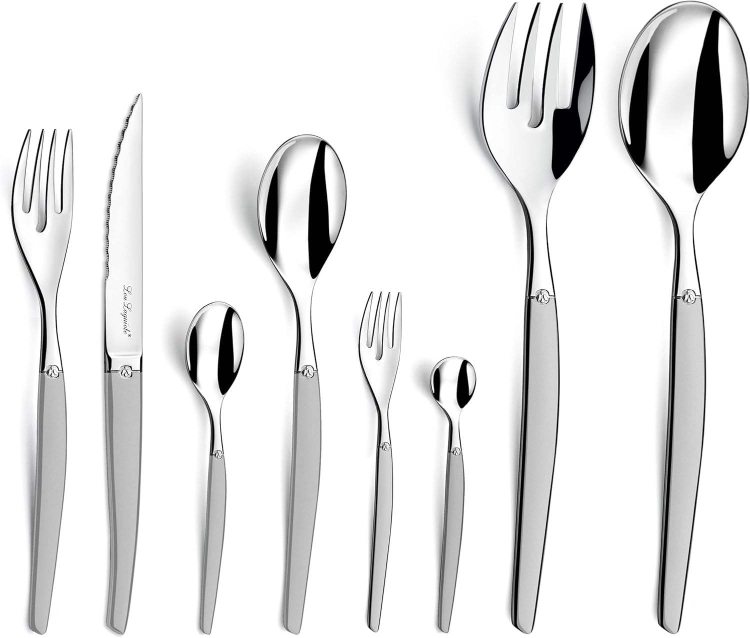 Lou Laguiole - Jet - 74 couverts pour 12 pers, inox 18/0, finition sablée