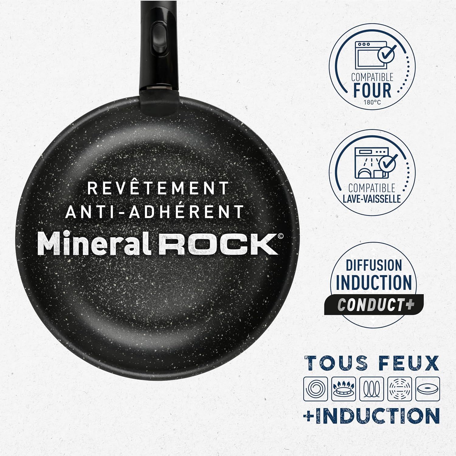 Sitram - Batterie de cuisine aluminium 10 pièces, induction, manche amovible, 713499