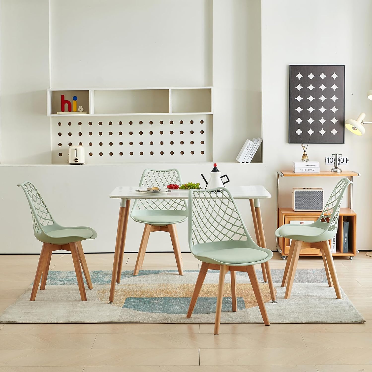 EGGREE - chaises scandinaves creusées - bois hêtre, coussin, lot de 4, testées SGS