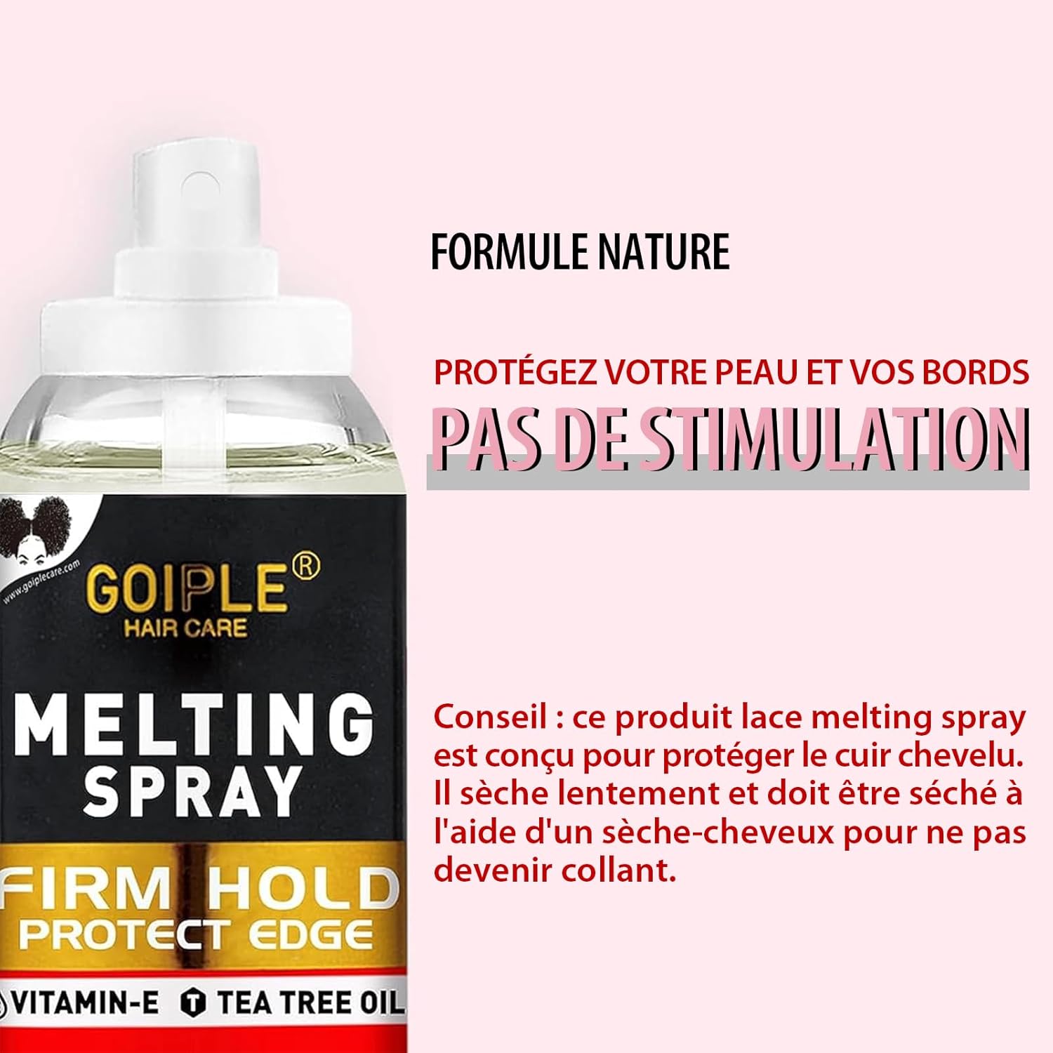 Spray pour lace - 3.4 fl oz - formule naturelle, protège cuir chevelu, fixation optimale