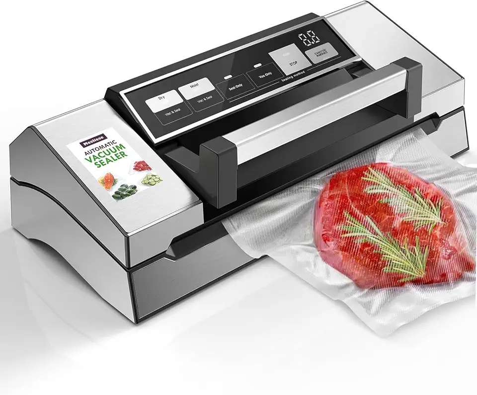 Mesliese - machine de scellage sous vide, 95kPa, 140W, double joint, cutter, affichage compte à rebours