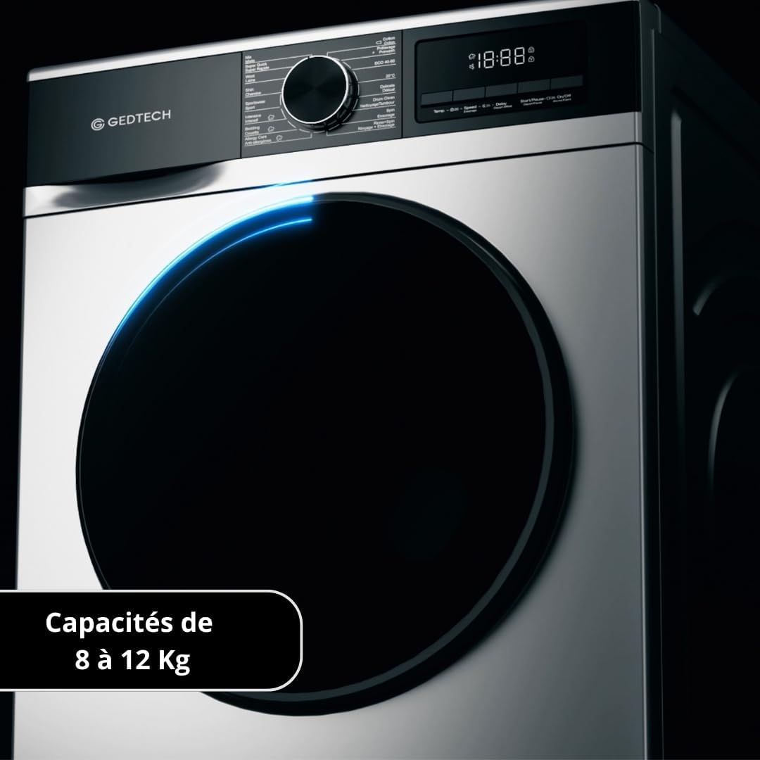 GEDTECH - Lave-linge frontal 10kg 1400tr 16 programmes éco - GLL101400WH