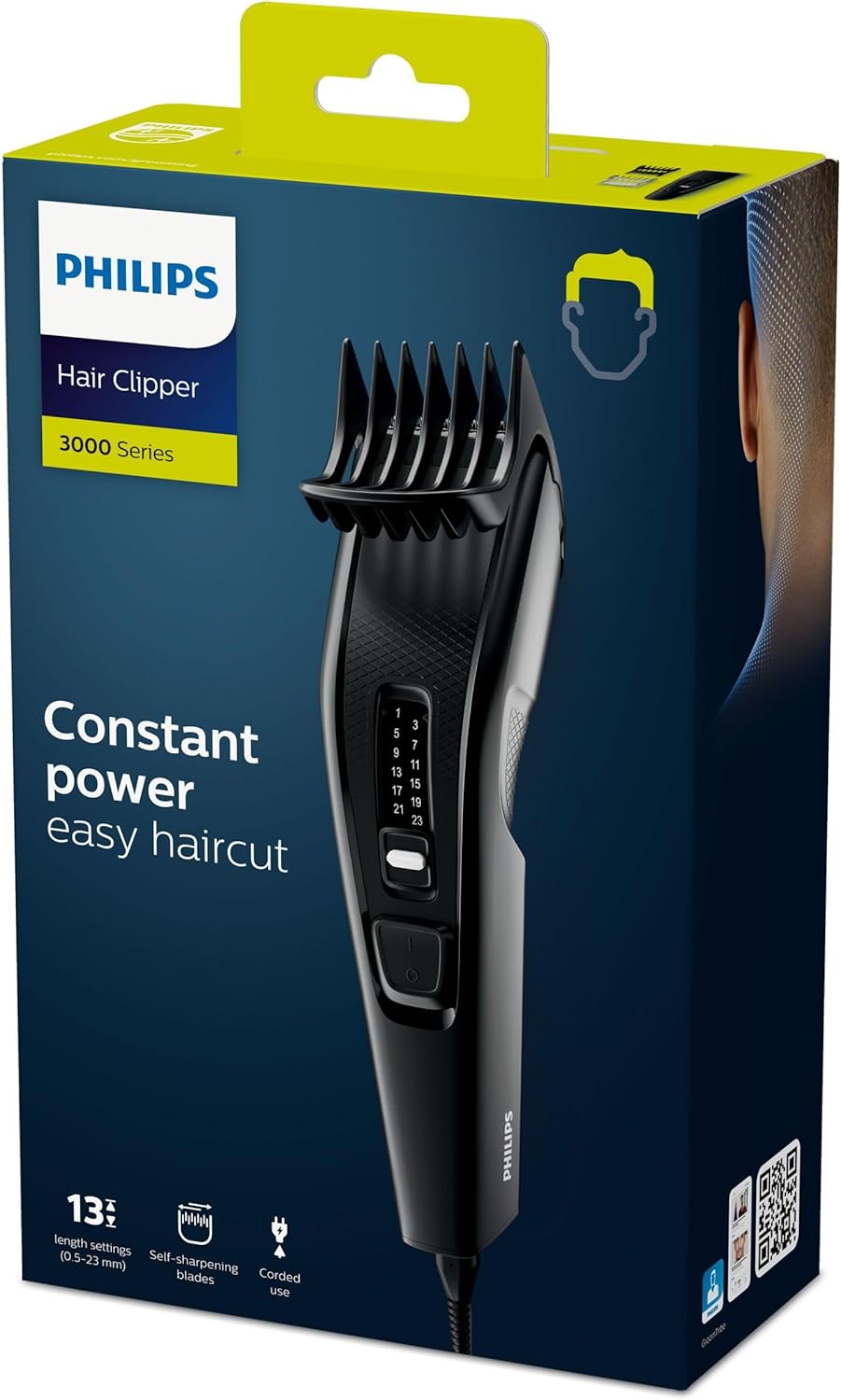 Philips - Série 3000 Tondeuse cheveux lavable, Trim-n-Flow, HC3510/15
