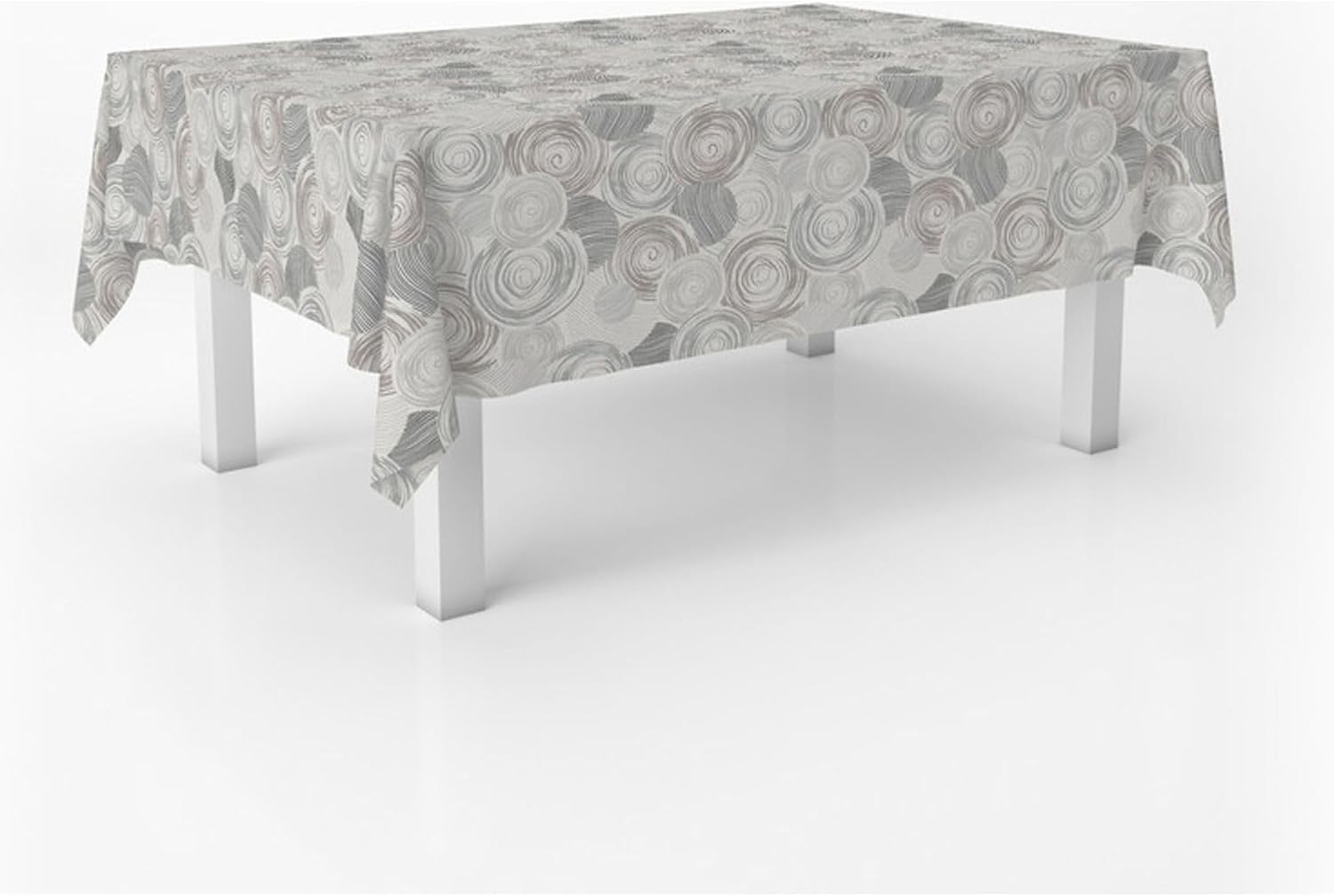 Nappe en toile cirée - Circle Gris - 140 cm ronde - Antitache imperméable, facile d'entretien