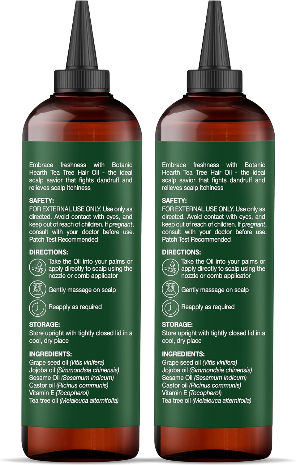 Botanic Hearth - Huile Tea Tree - 20ml x2 - Jojoba, pépins de raisin, apaisant cuir chevelu