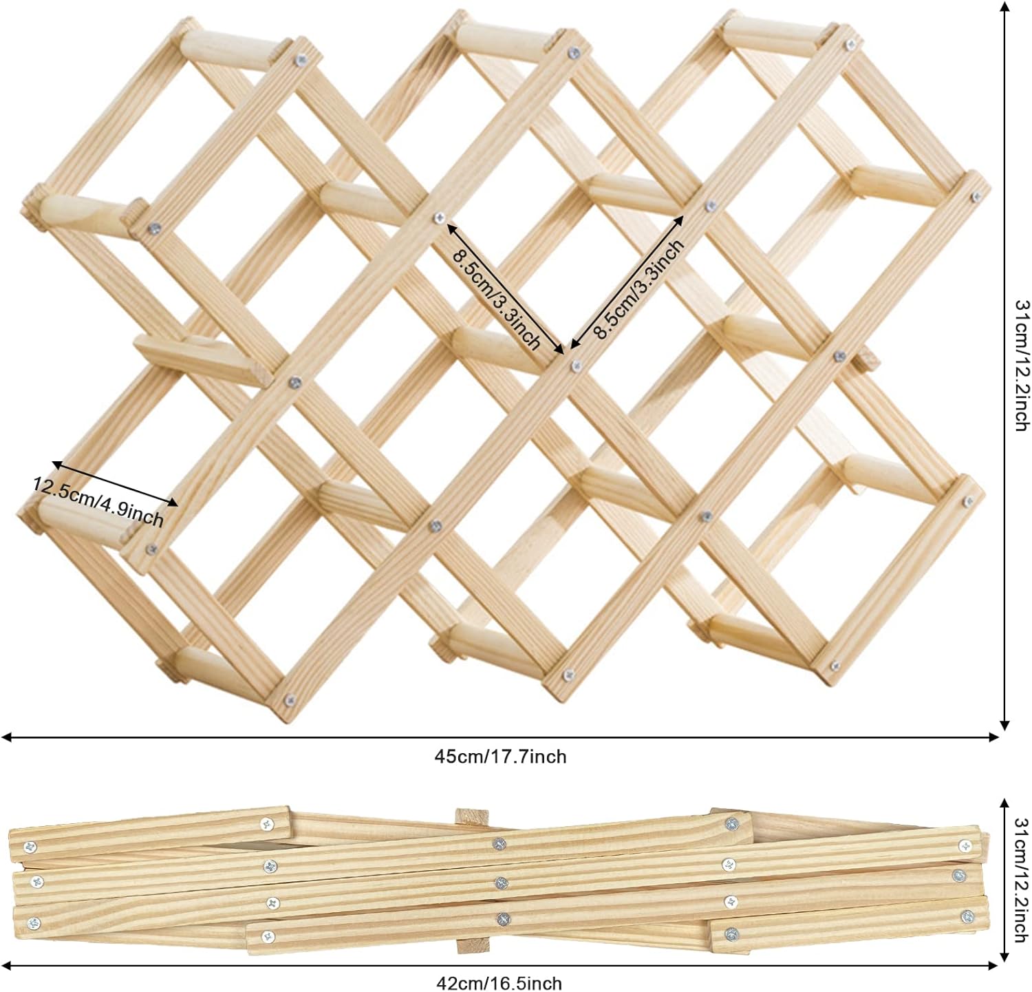 Newaner - casier à vin artisanal 10 bouteilles 45x12.5x31cm 3 niveaux