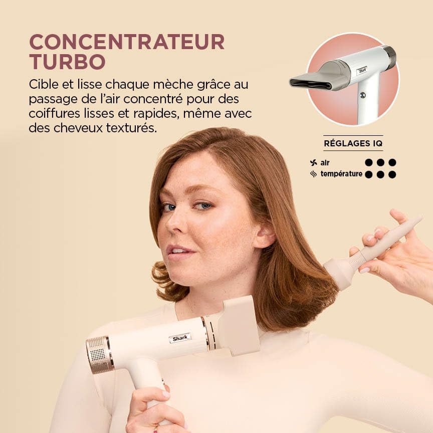 Shark - SpeedStyle RapidGloss - sèche-cheveux compact, ionique, séchage rapide, tous types de cheveux, sans dommage ther