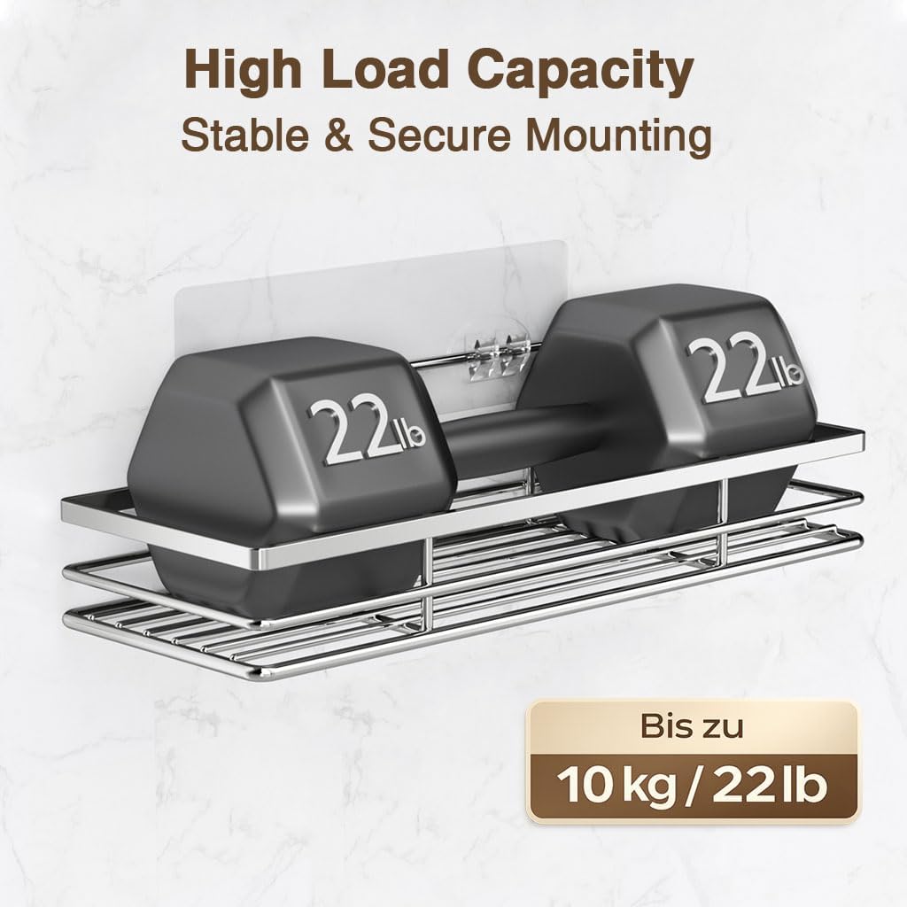 Étagères de douche inoxydable SUS304, lot de 2, résistantes, argenté