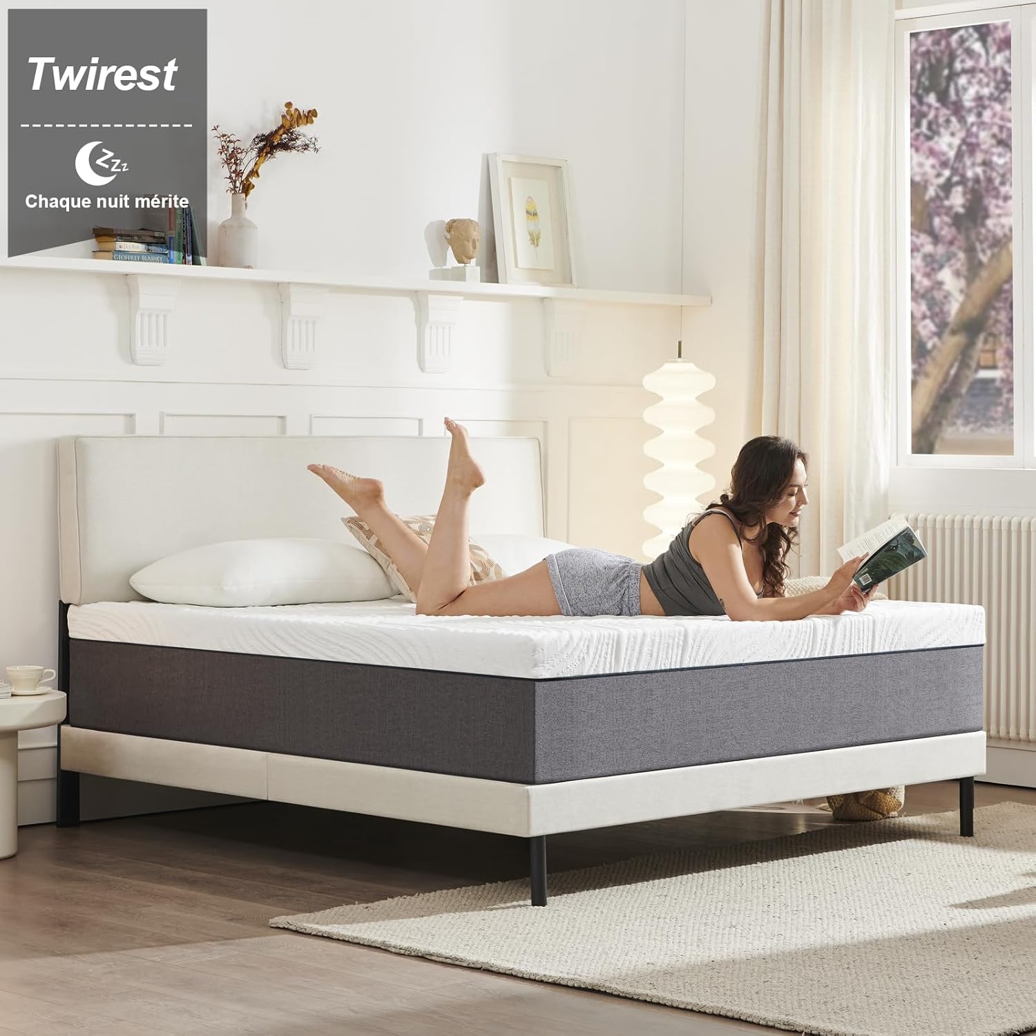 Matelas - mousse mémoire, 140x190x25cm, 7 zones, double face, confort