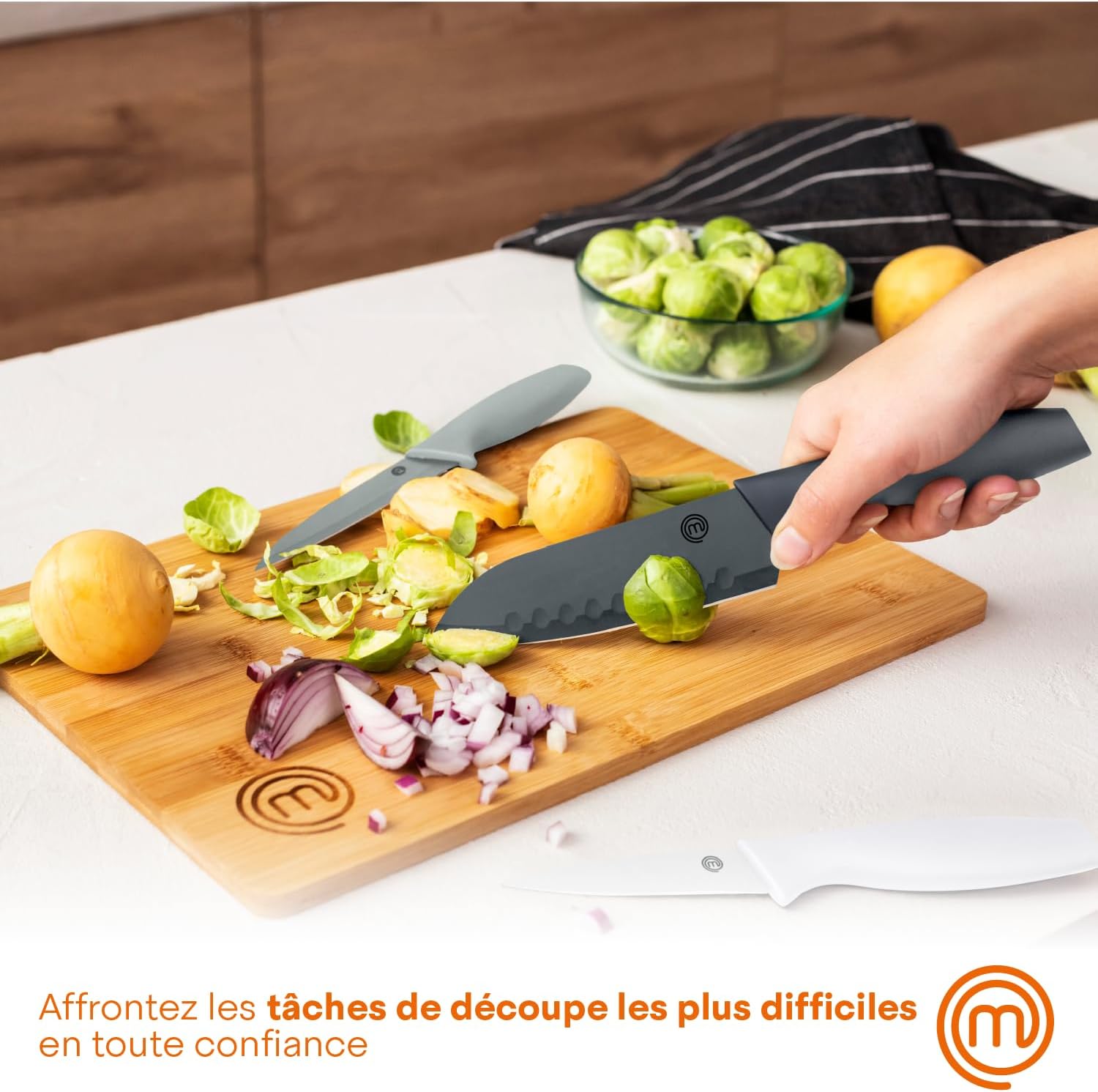 MasterChef - Set de couteaux 3 pièces - inox, manche ergonomique, antiadhésif