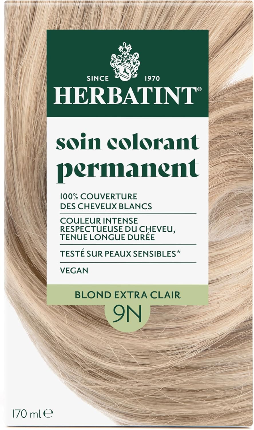 Herbatint - soin colorant permanent - 170 ml - sans ammoniaque, couvre cheveux blancs, extraits végétaux bio, testé peau