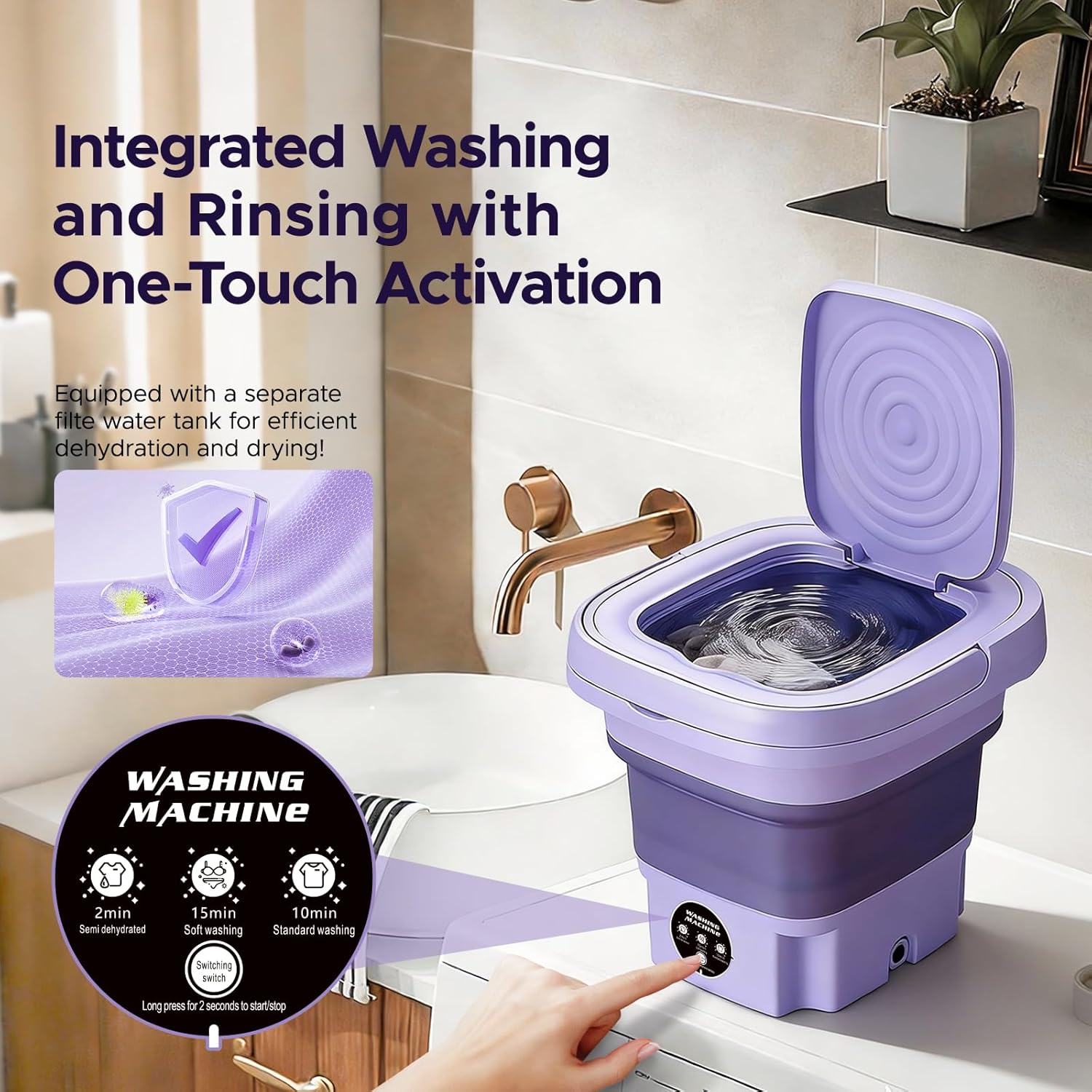 Mini machine à laver pliable - compacte, portable, vidange, voyage