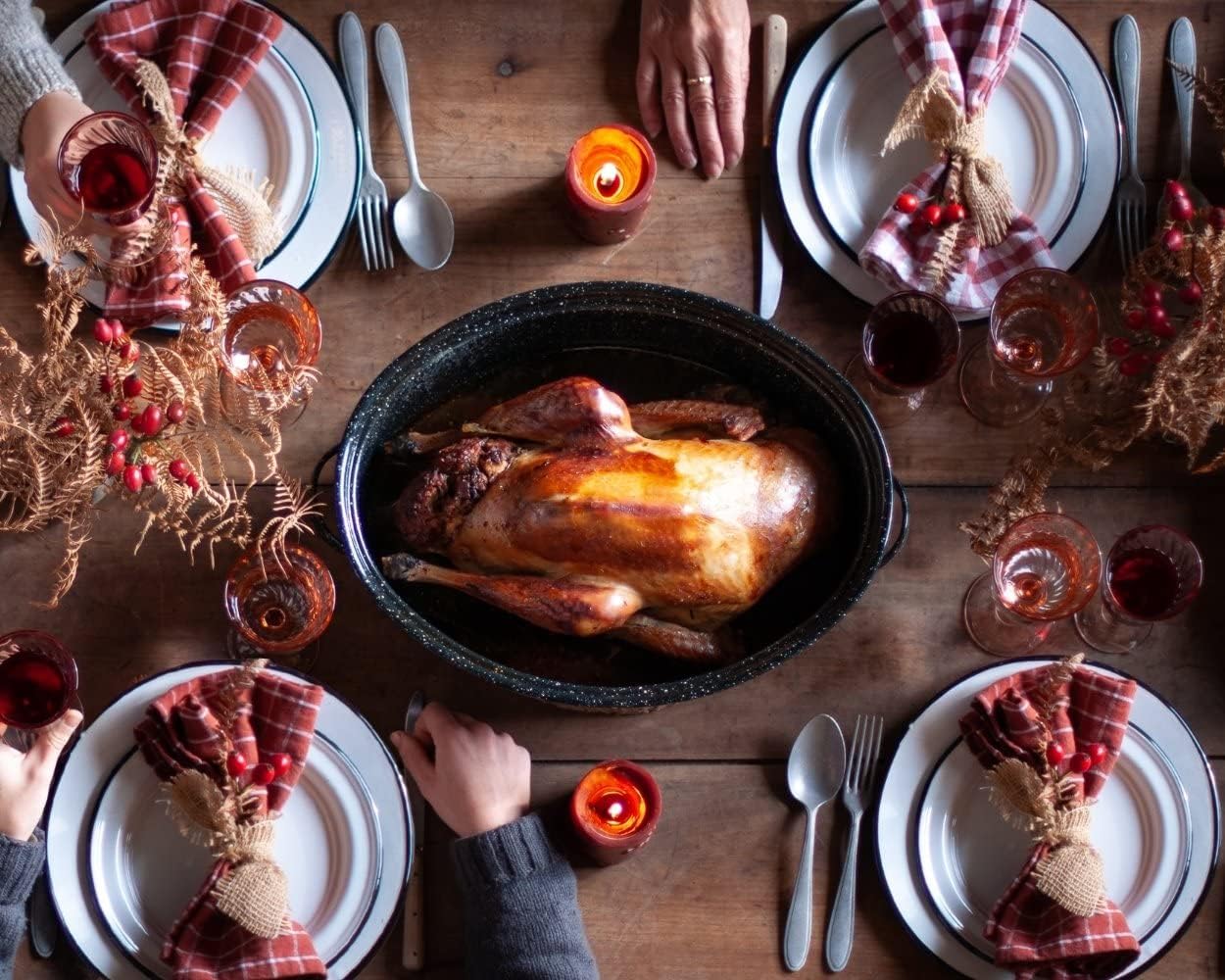 Graniteware - cocotte roaster grande capacité - acier émaillé, grille inox, livre de recettes