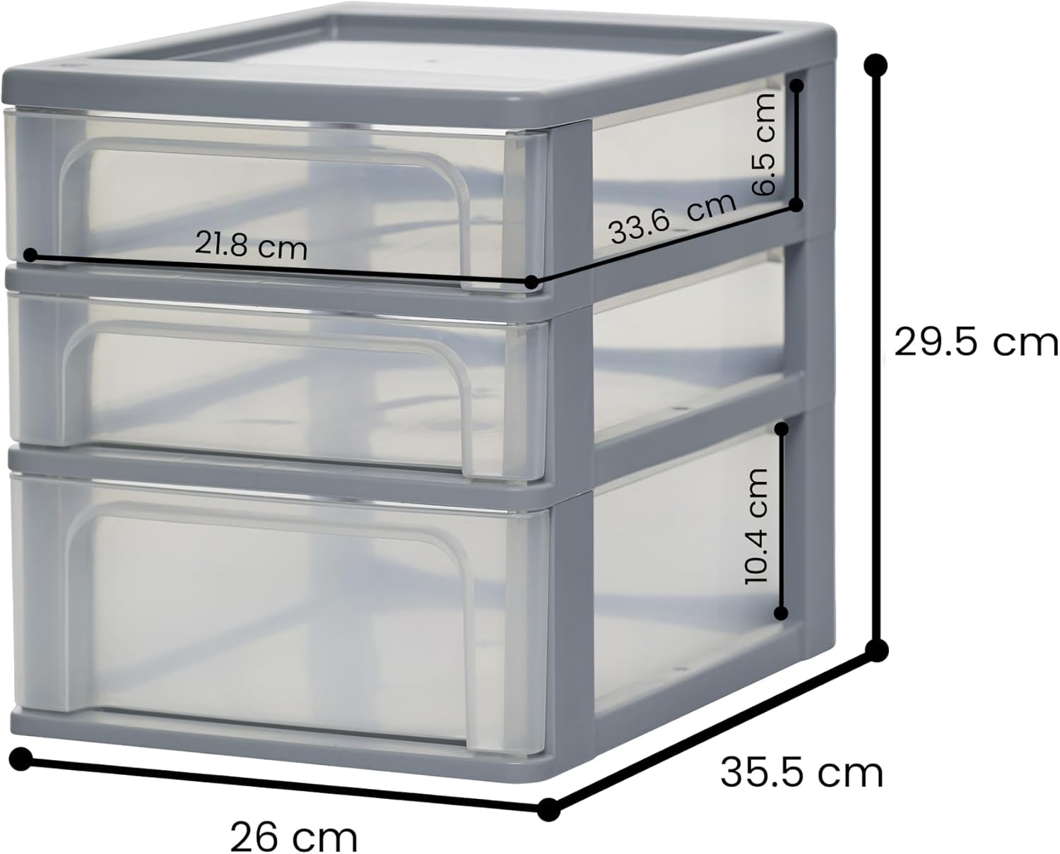 Iris Ohyama - OCH série - 3 tiroirs A4 - plastique gris, sans BPA, OCH-2021