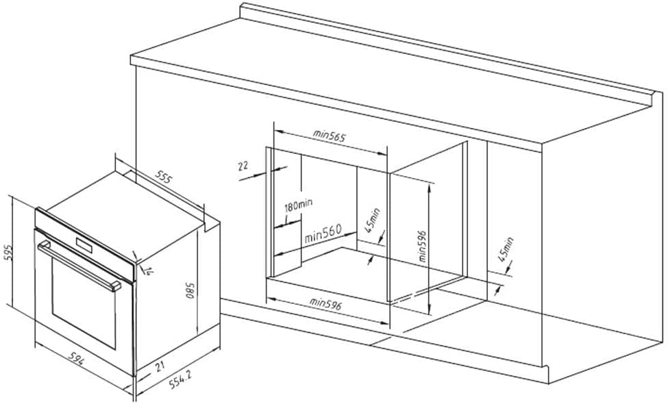 Cecotec - Four encastrable Bolero 60cm, 81L, Airfryer, 3400W, AF316000