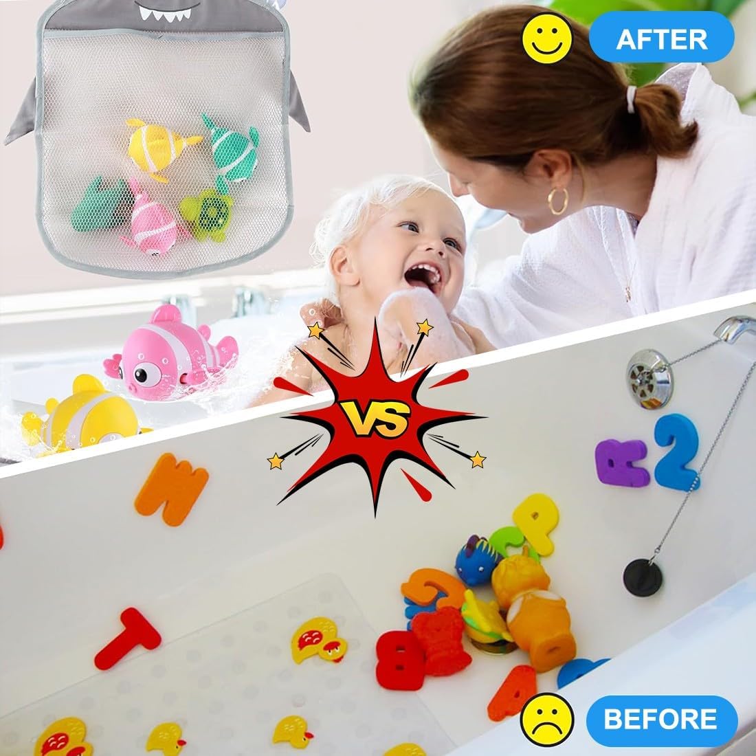 Filet de rangement jouet bain - rouge polyester - 1 unité, cordon serrage