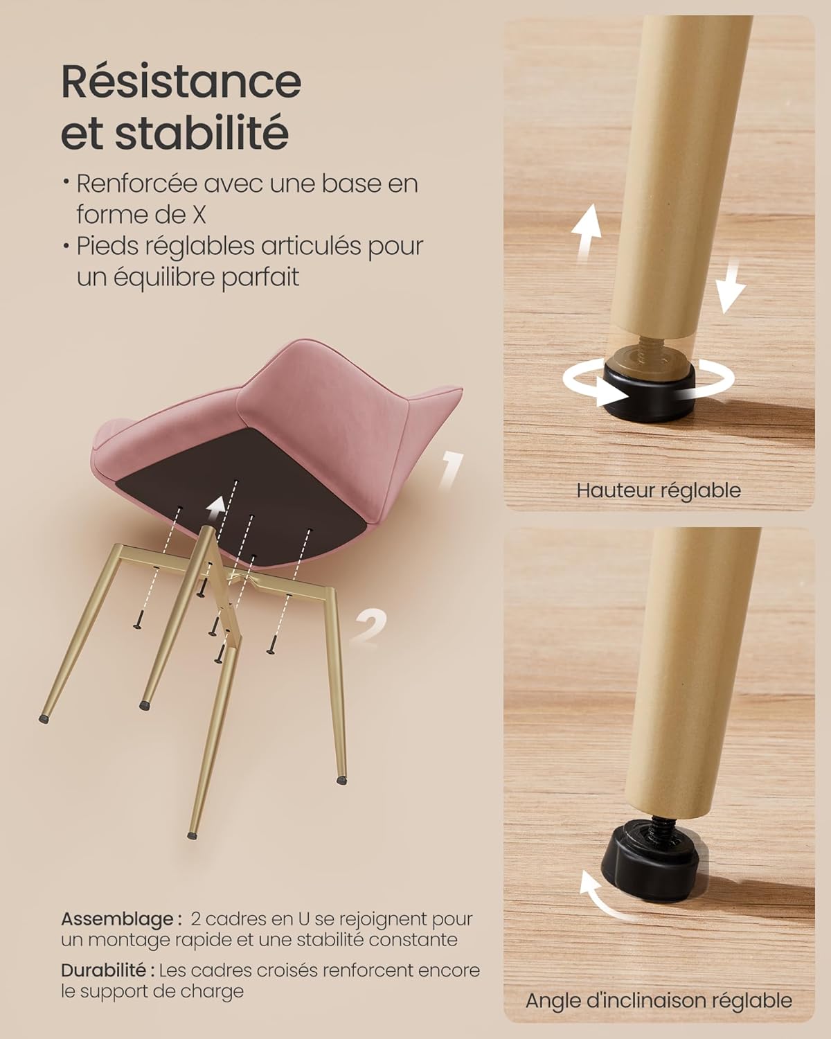 SONGMICS - chaise salle à manger velours, accoudoirs, 120kg, métal, LDC087R01