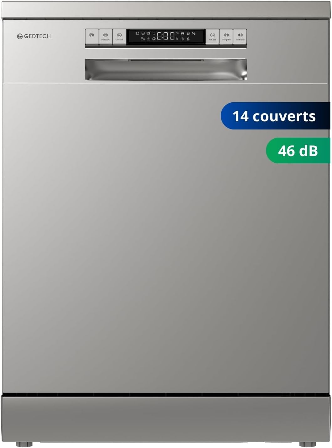GEDTECH - Lave-vaisselle 14 couverts - 46 dB - départ différé - GLV1446SL