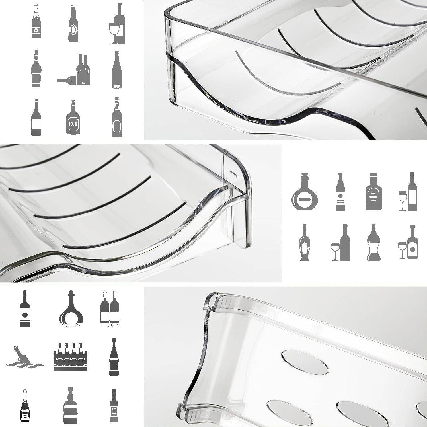 Range-bouteilles empilable - 4 pièces - plastique - 16 bouteilles, rangement frigo