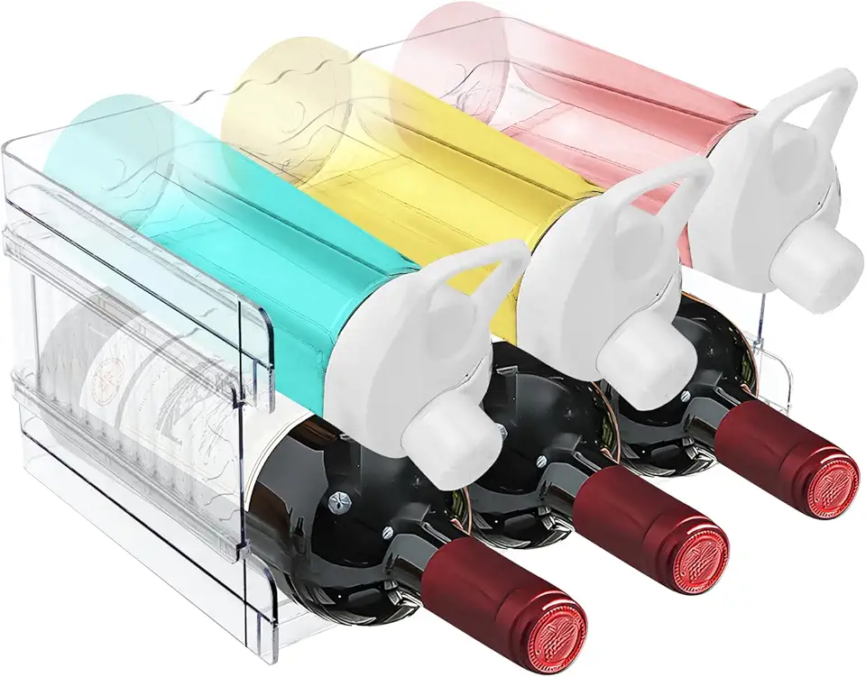 Range-bouteille plastique empilable 2 pièces, 6 bouteilles, pour frigo