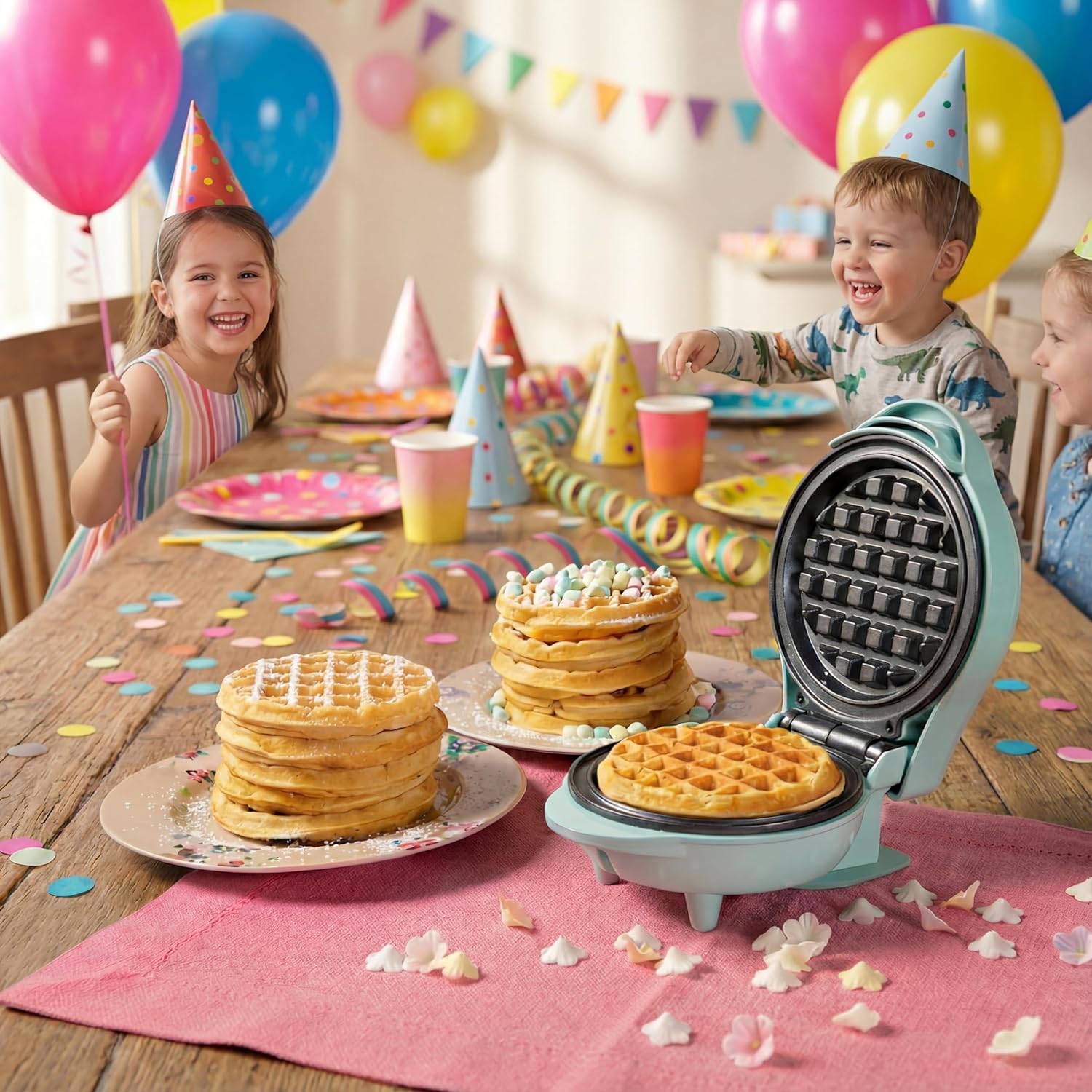 Bestron - Mini gaufrier rétro menthe - compact - revêtement anti-adhésif