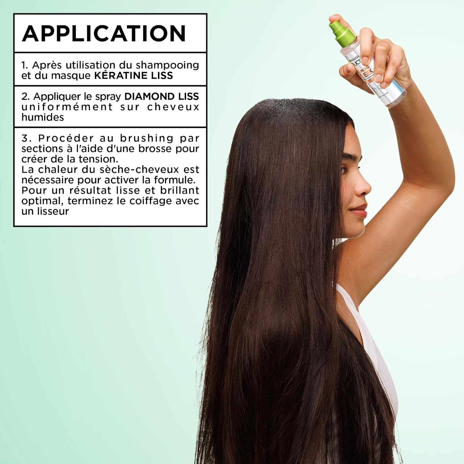 Garnier Fructis - Diamond Liss - 2 produits - Kératine, Argan, anti-frisottis