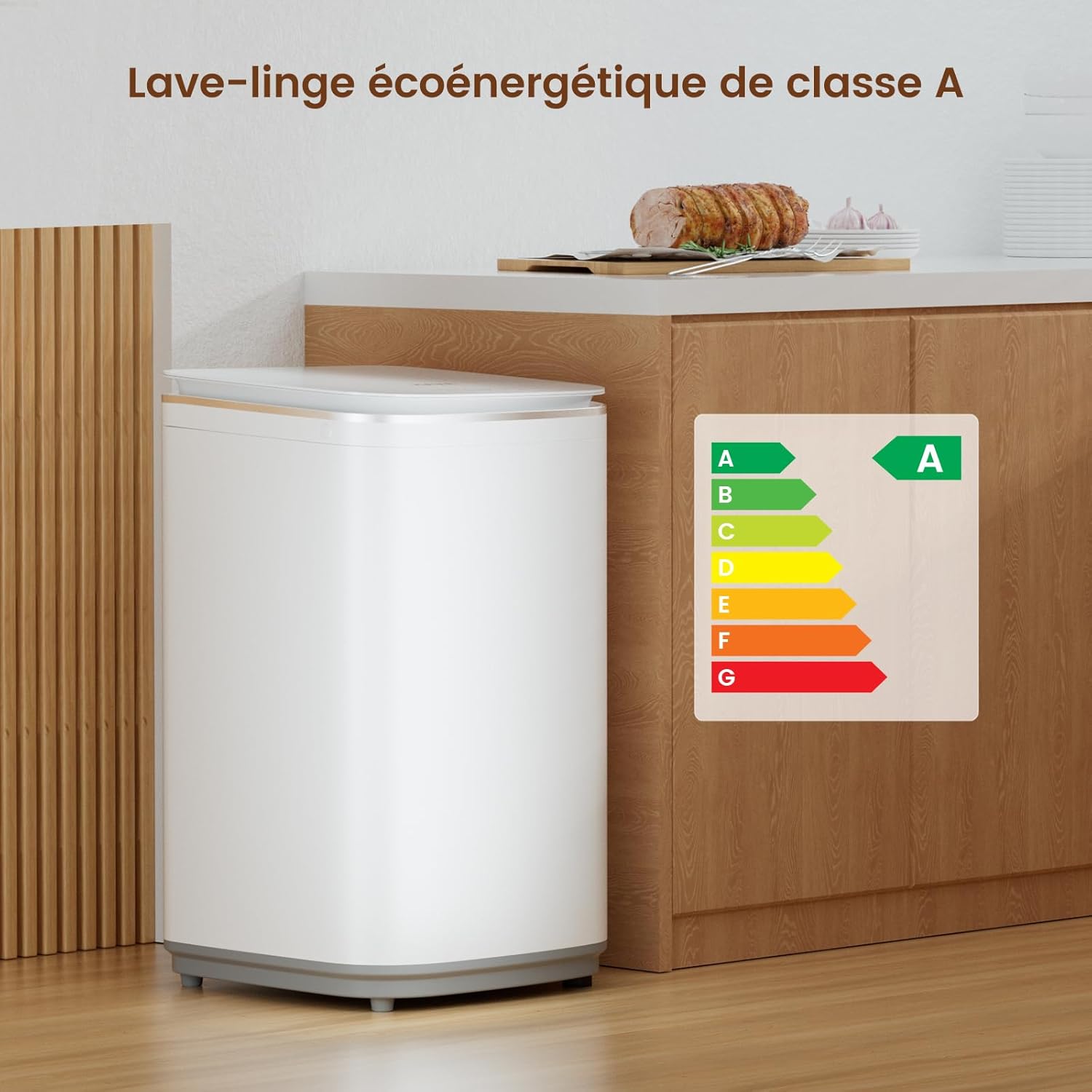 HAVA - Mini Machine à Laver 3kg, 8 programmes, lavage chaud, compacte