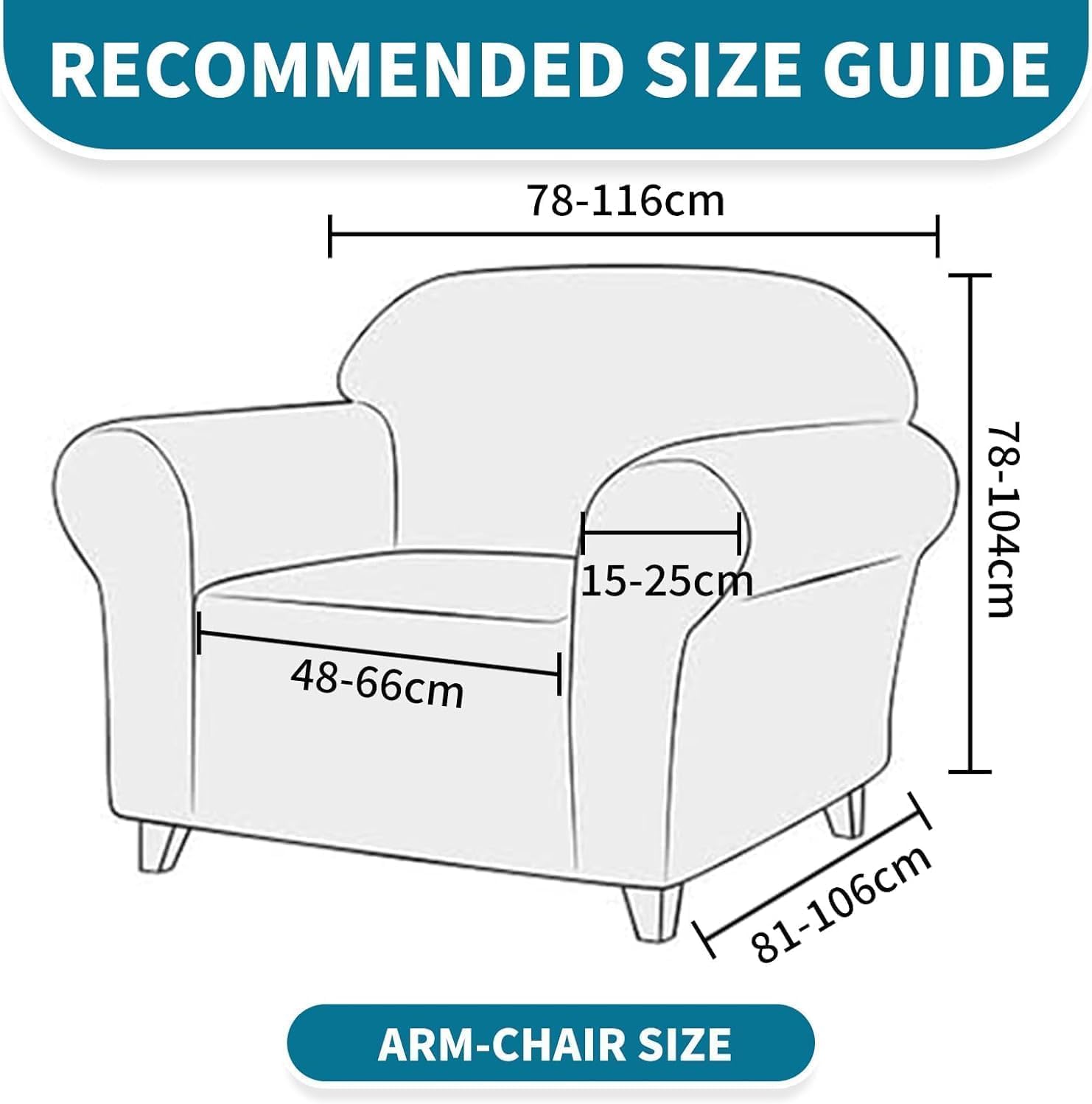 Housse canapé 1 place extensible, accoudoirs, antidérapante, blanc