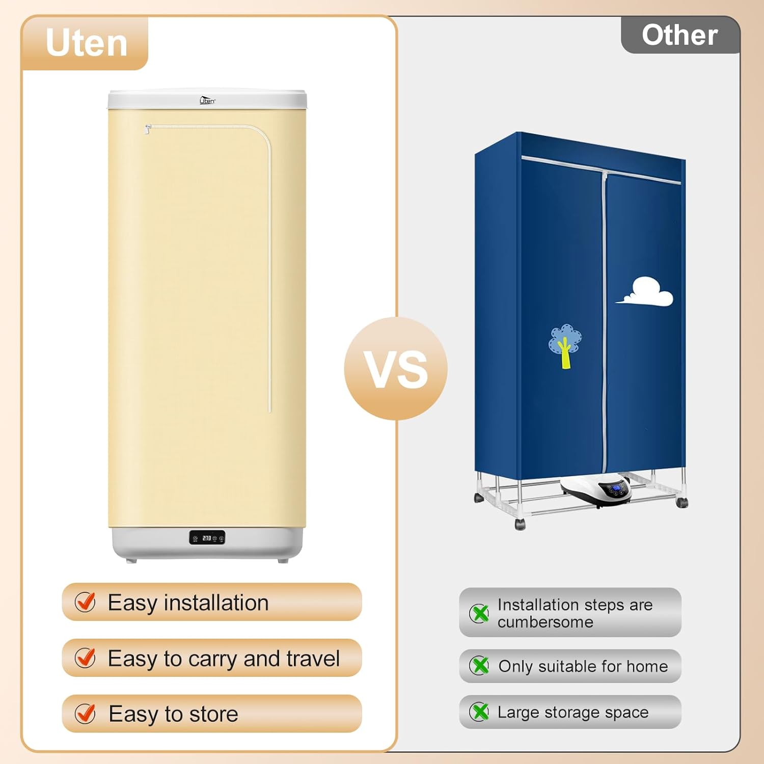 Sèche-linge électrique portable - 1000W, minuterie, télécommande, compact, idéal voyages et petits espaces